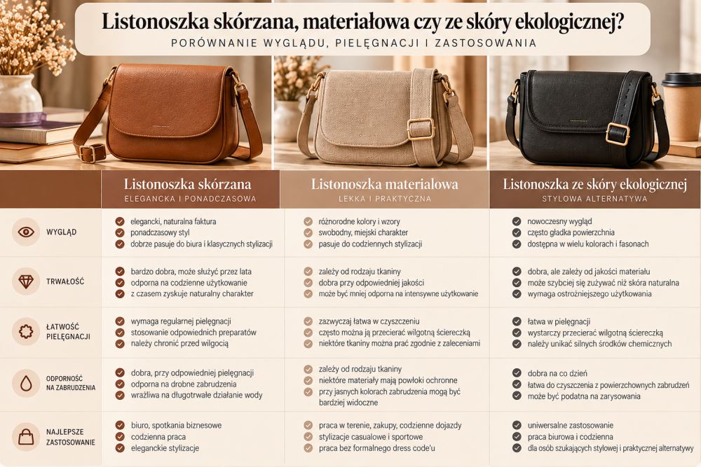 porownanie materialow listonoszek elegancja i praktycznosc
